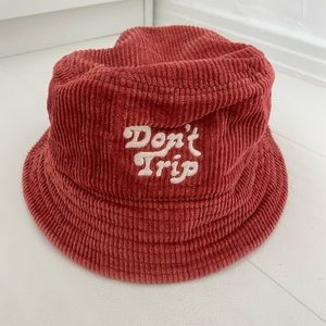 Gently used red corduroy Free & Easy ‘Don’t Trip’ bucket hat.  One size.
